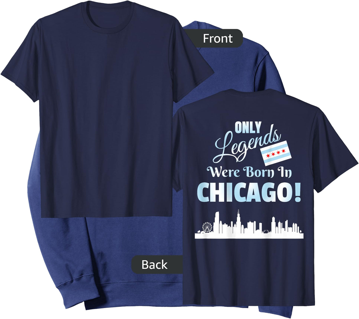 DESIGN ON BACK Only Legends Were Born In Chicago Skyline Sweatshirt - Sweatshirt | Navy