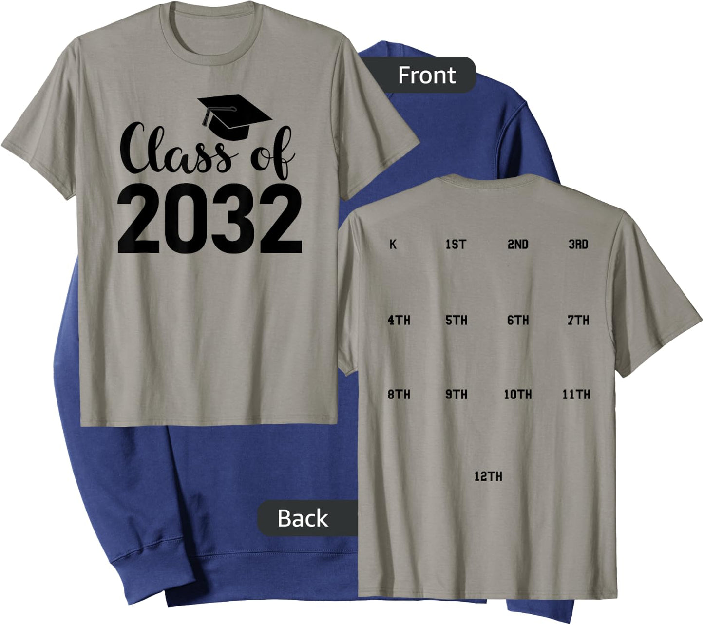 Class of 2032 Grow With Me Shirt - HANDPRINTS go on BACK of Sweatshirt - Sweatshirt | Navy