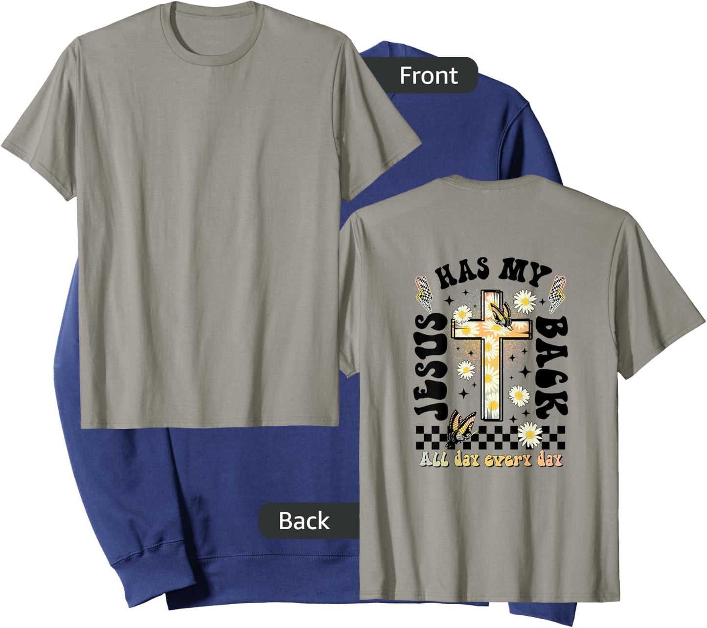 Jesus Has My Back (on back), Christian Sweatshirt - Sweatshirt | Navy