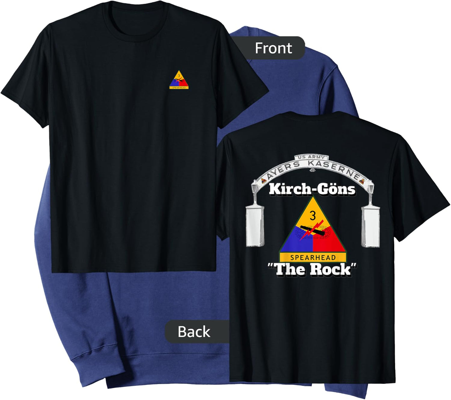 3rd AD on front - Ayers Kaserne-3rd AD print on back Sweatshirt - Sweatshirt | Navy