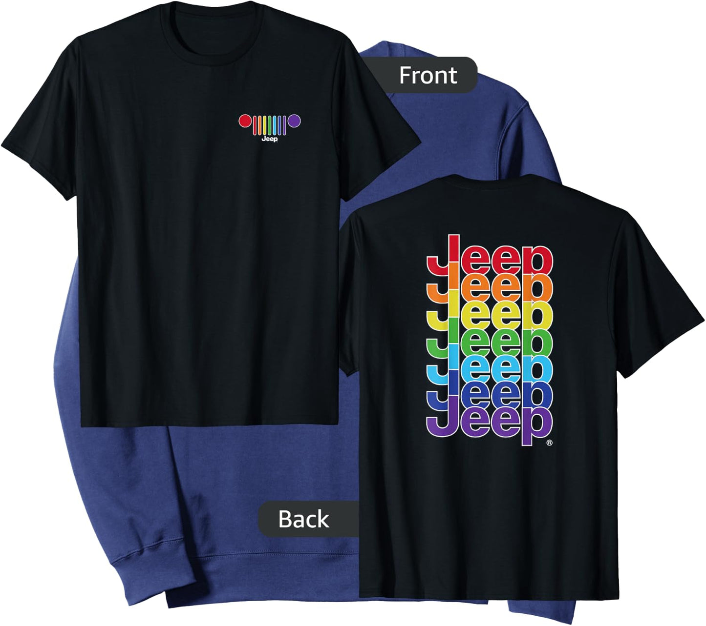 Jeep Grille Pride Flag - White Logo (Two-Sided) Sweatshirt - Sweatshirt | Navy