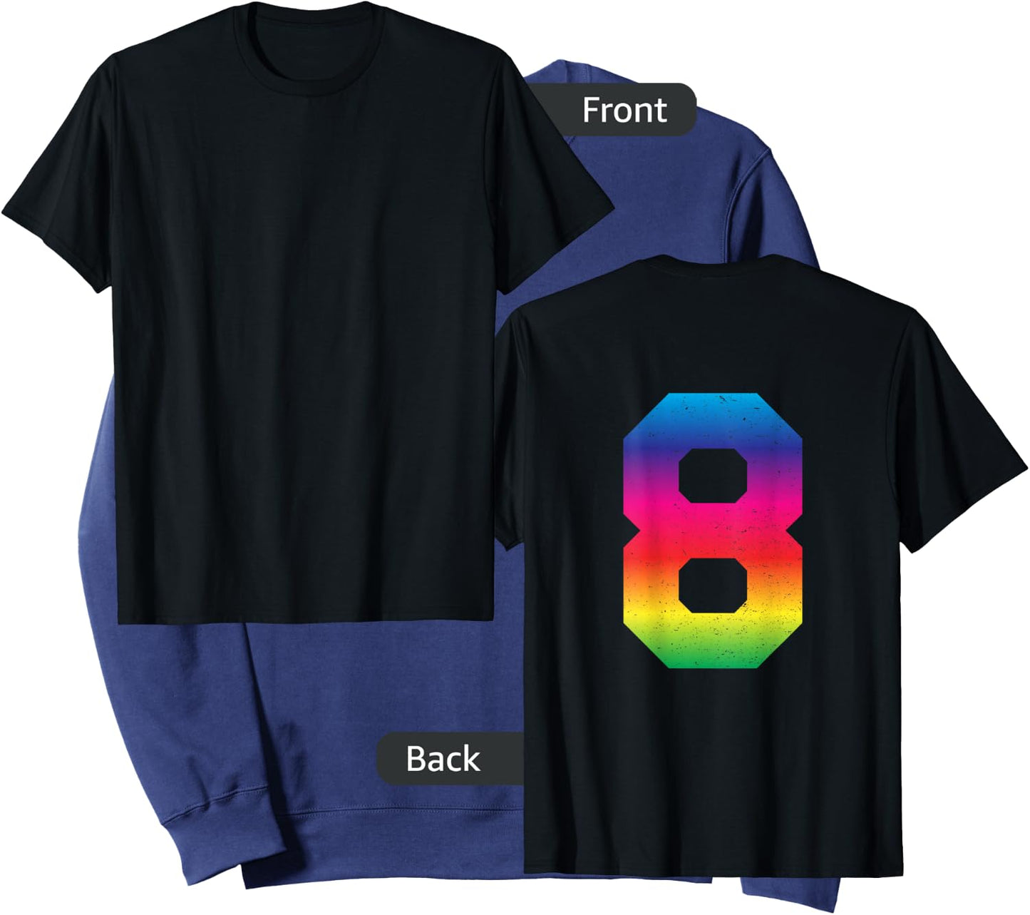 #8 Rainbow Sport Jersey Uniform Number, 8th Birthday Sweatshirt - Sweatshirt | Navy