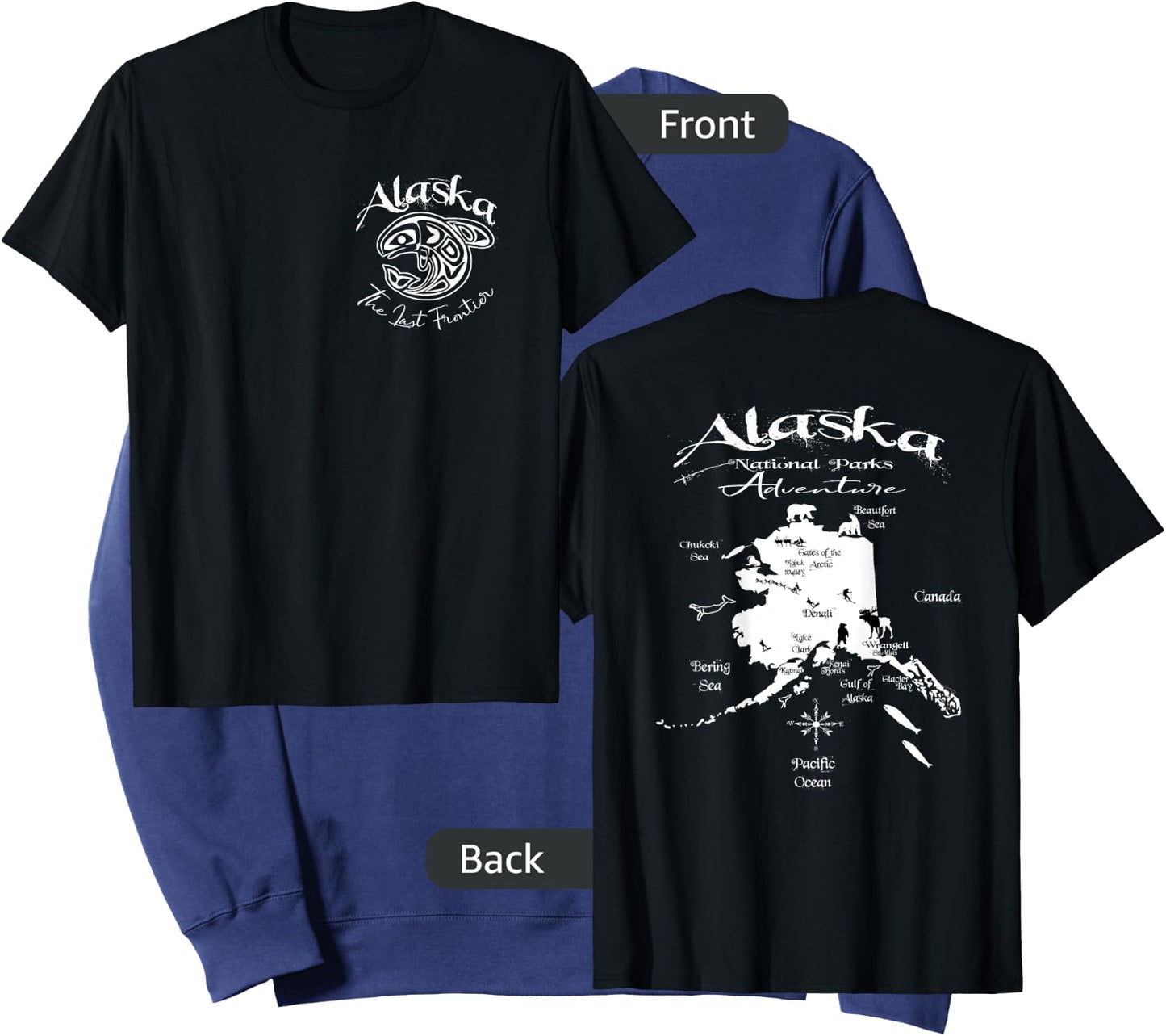 Alaska National Parks Adventure Front & Back Design Sweatshirt - Sweatshirt | Navy