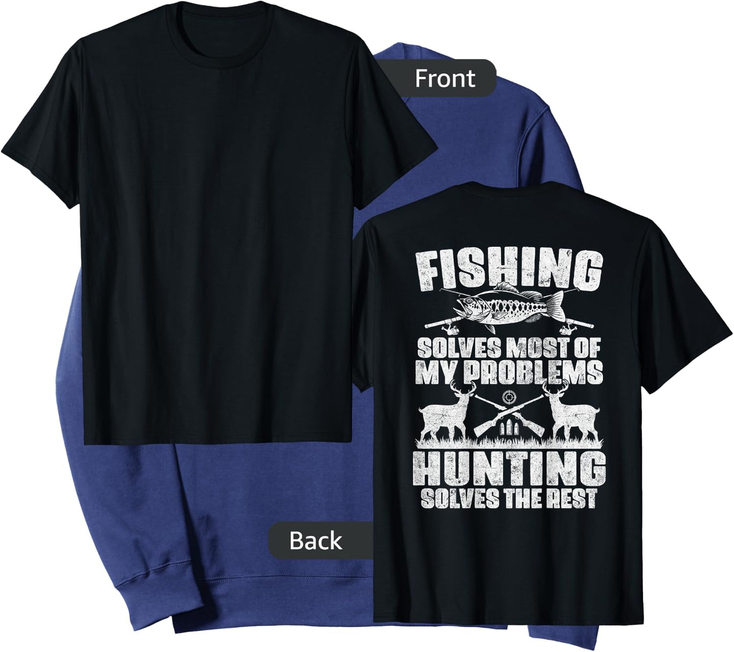 Fishing Solves Most of My Problems Design On Back Sweatshirt - Sweatshirt | Navy