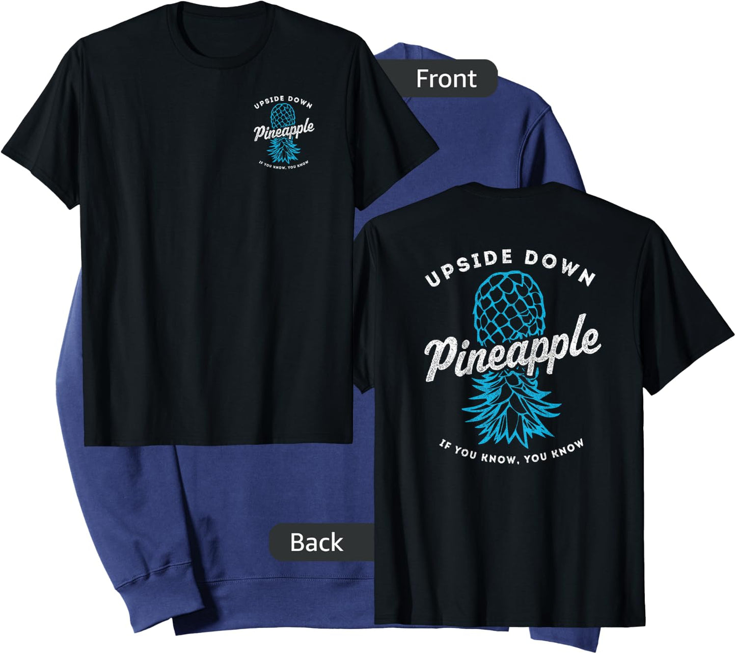 2-Sided Lifestyle Retro Upside Down Pineapple Swinger Sweatshirt - Sweatshirt | Navy