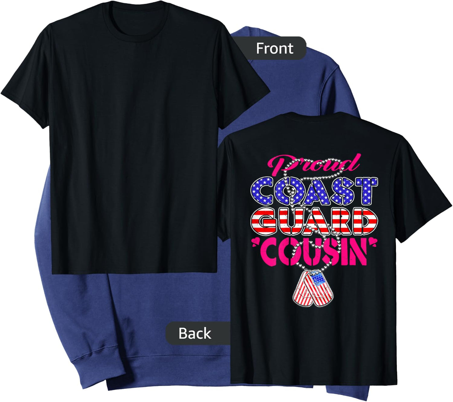 Proud US Coast Guard Cousin US Flag Dog Tag Military Family Sweatshirt - Sweatshirt | Navy