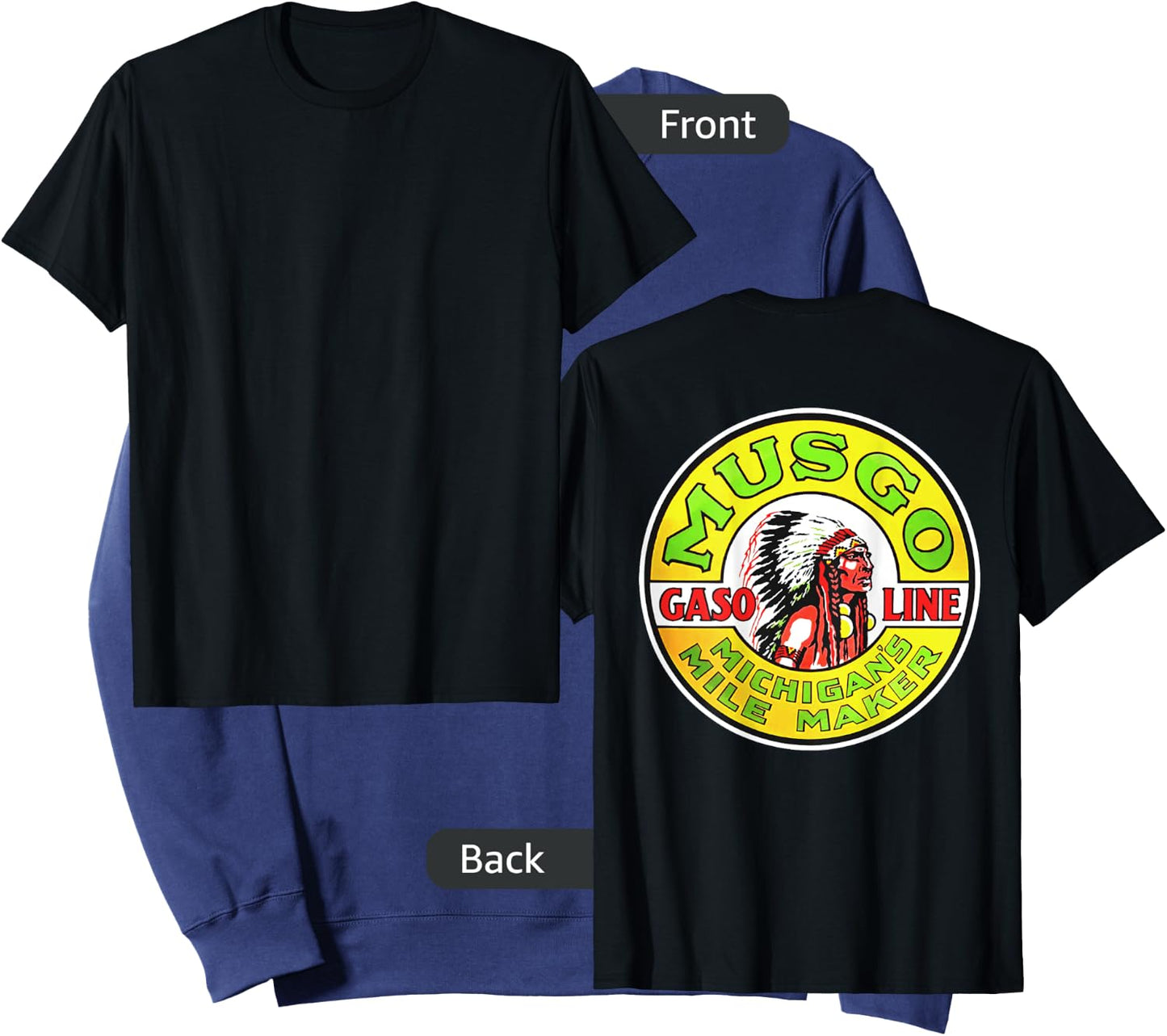 Back Only Print Retro Vintage Gas Station Musgo Gasoline Sweatshirt - Sweatshirt | Navy