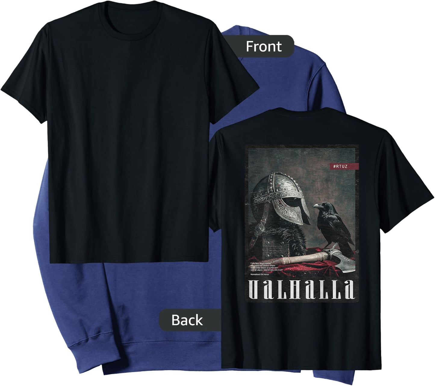 Valhalla Odin Thor Runes Helmet Warrior Backprint Viking Sweatshirt - Sweatshirt | Navy