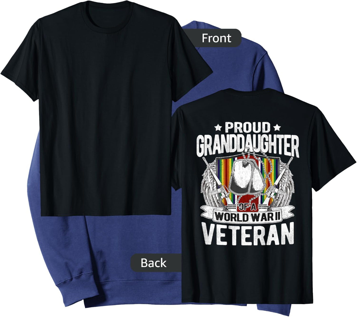 Proud Granddaughter Of World War 2 Veteran WW2 Military Gift Sweatshirt - Sweatshirt | Navy