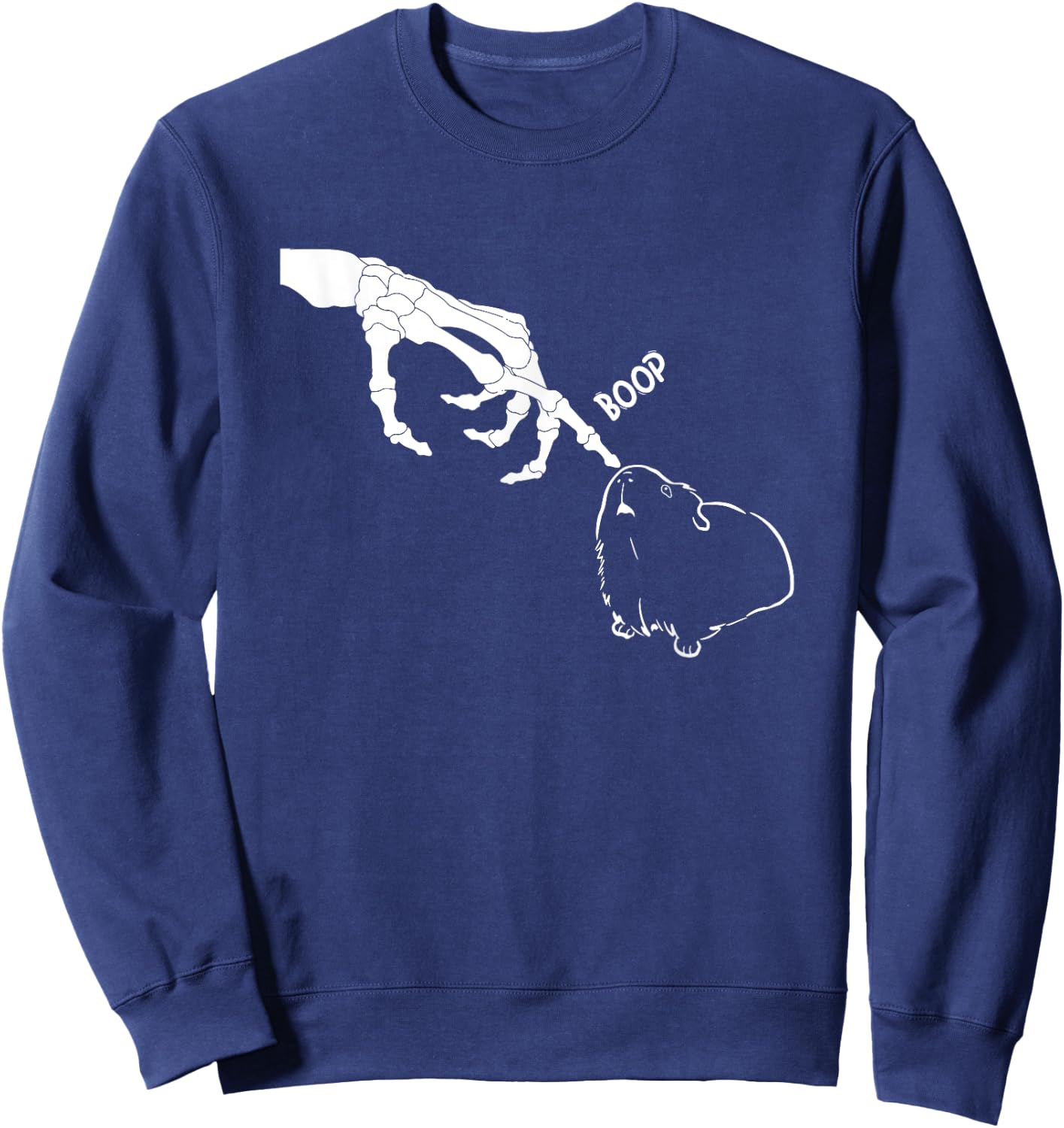 Guinea Pig Scary Skeleton Hand Boop Funny Spooky Halloween Sweatshirt - Sweatshirt | Navy
