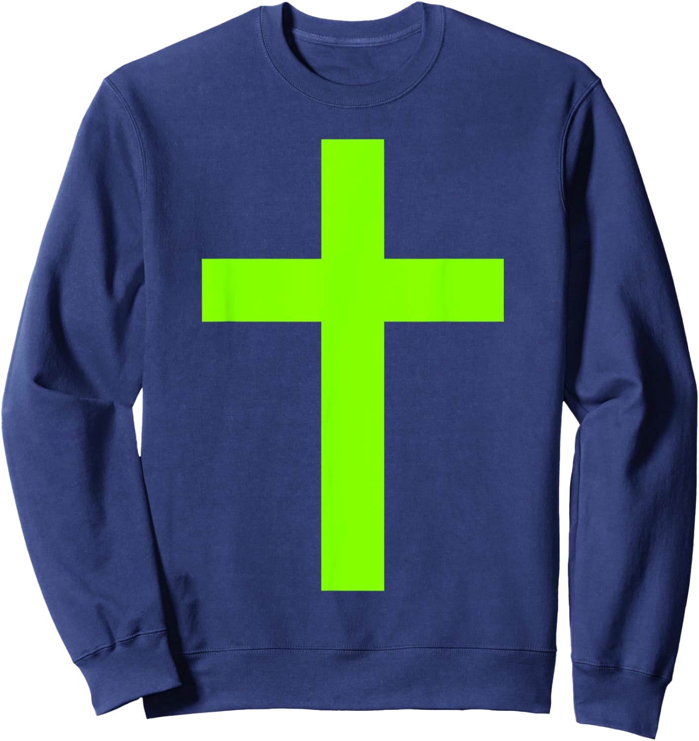 Christian God Jesus Cross Lime Green Sweatshirt - Sweatshirt | Navy