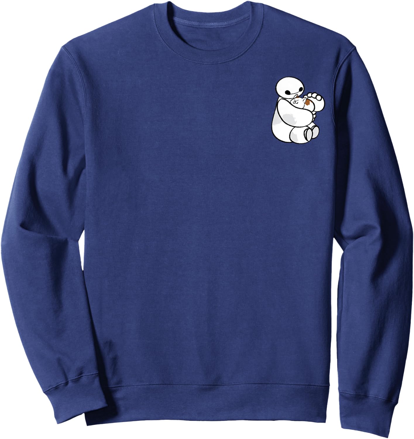 Disney Big Hero 6 Baymax and Mochi Left Chest , Black, S Sweatshirt - Sweatshirt | Navy