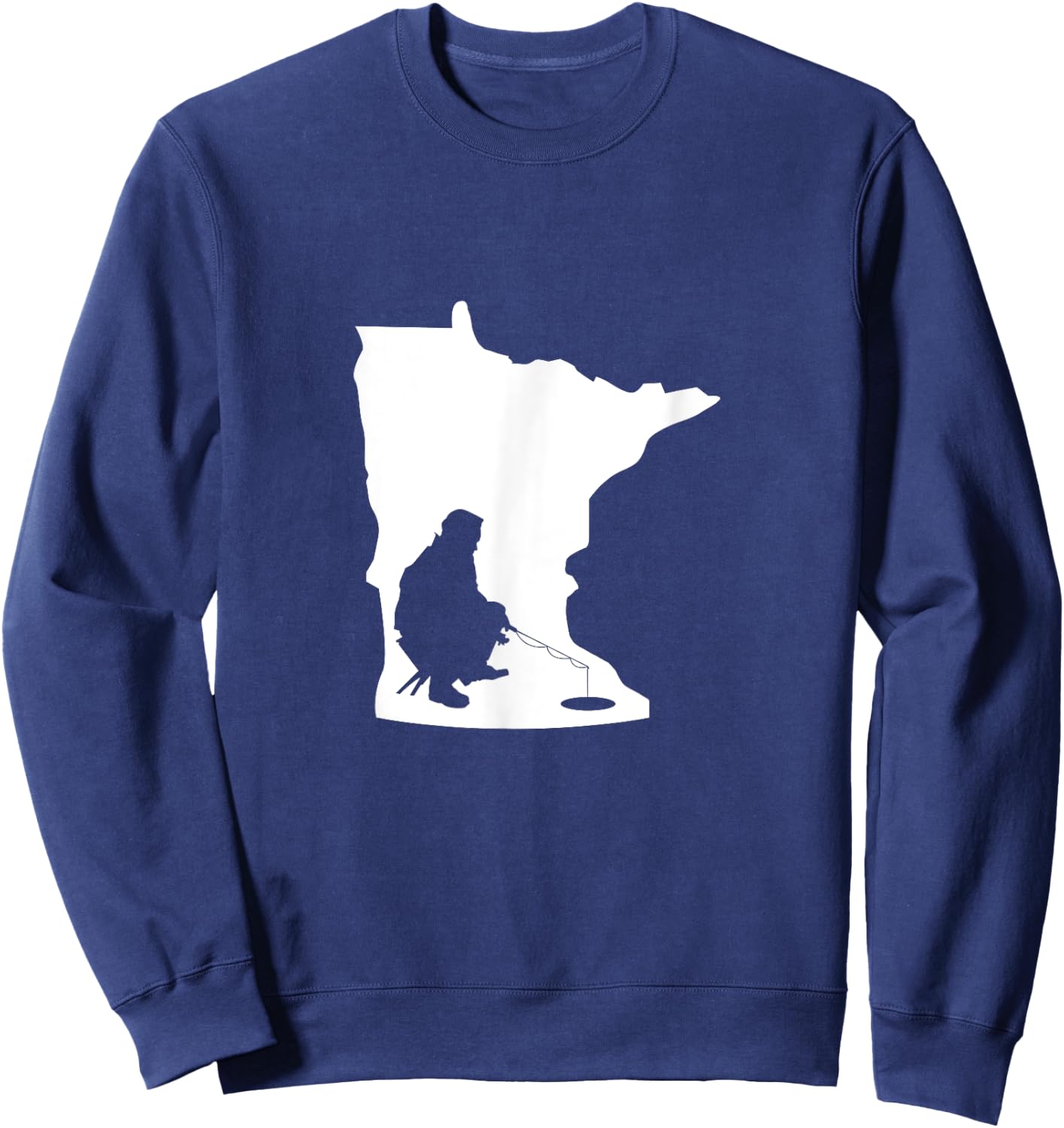 Minnesota MN State Map Ice Fishing Sweatshirt - Sweatshirt | Navy