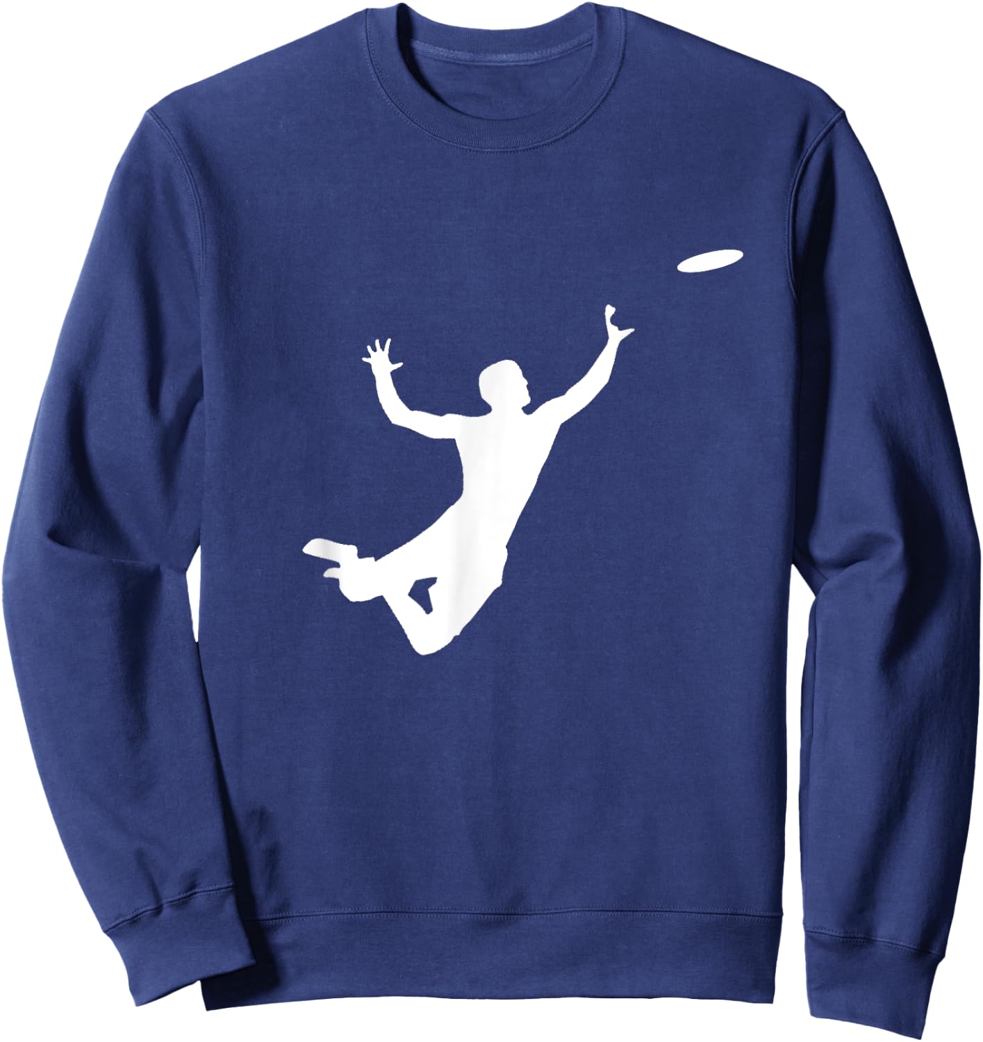 Ultimate Frisbee Silhouette | Frisbee Jumping Catch Sweatshirt - Sweatshirt | Navy