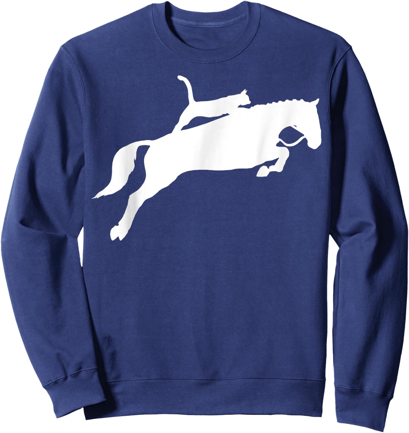 Horseback Riding Cat Funny Cat Horse Gift Men Women Sweatshirt - Sweatshirt | Navy