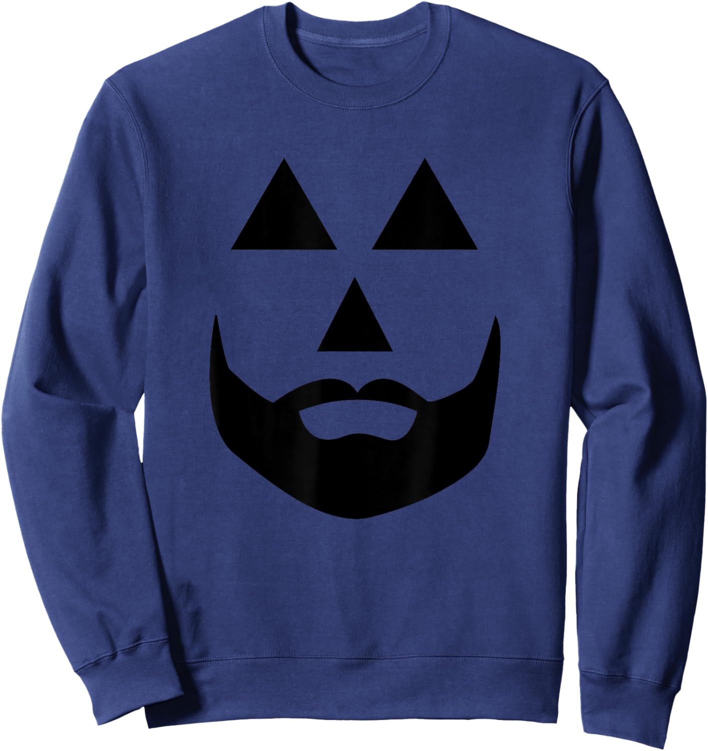 Halloween Pumpkin Jack-O-Lantern Beard Face Sweatshirt - Sweatshirt | Navy