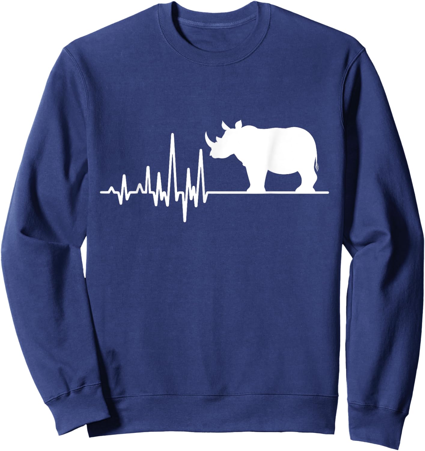 Rhino Conservation Awareness, Rhino Heartbeat Graphic Sweatshirt - Sweatshirt | Navy