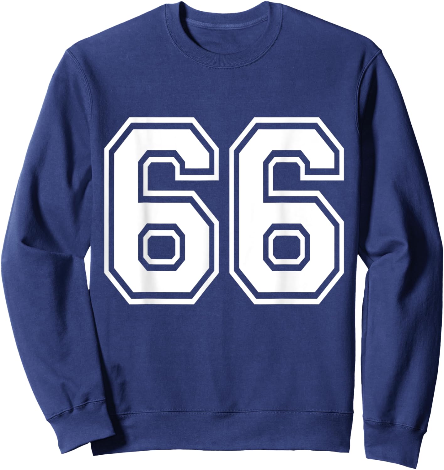 Number 66 Front + Back Varsity Sports Team 66th Birthday Sweatshirt - Sweatshirt | Navy