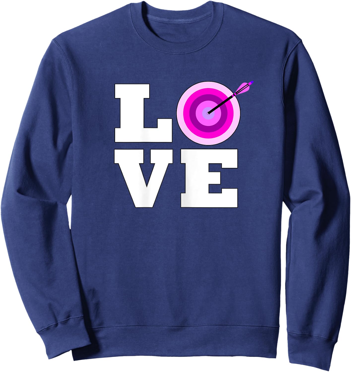 Girls Pink Archery LOVE Bow and Arrow Target Bullseye Sweatshirt - Sweatshirt | Navy