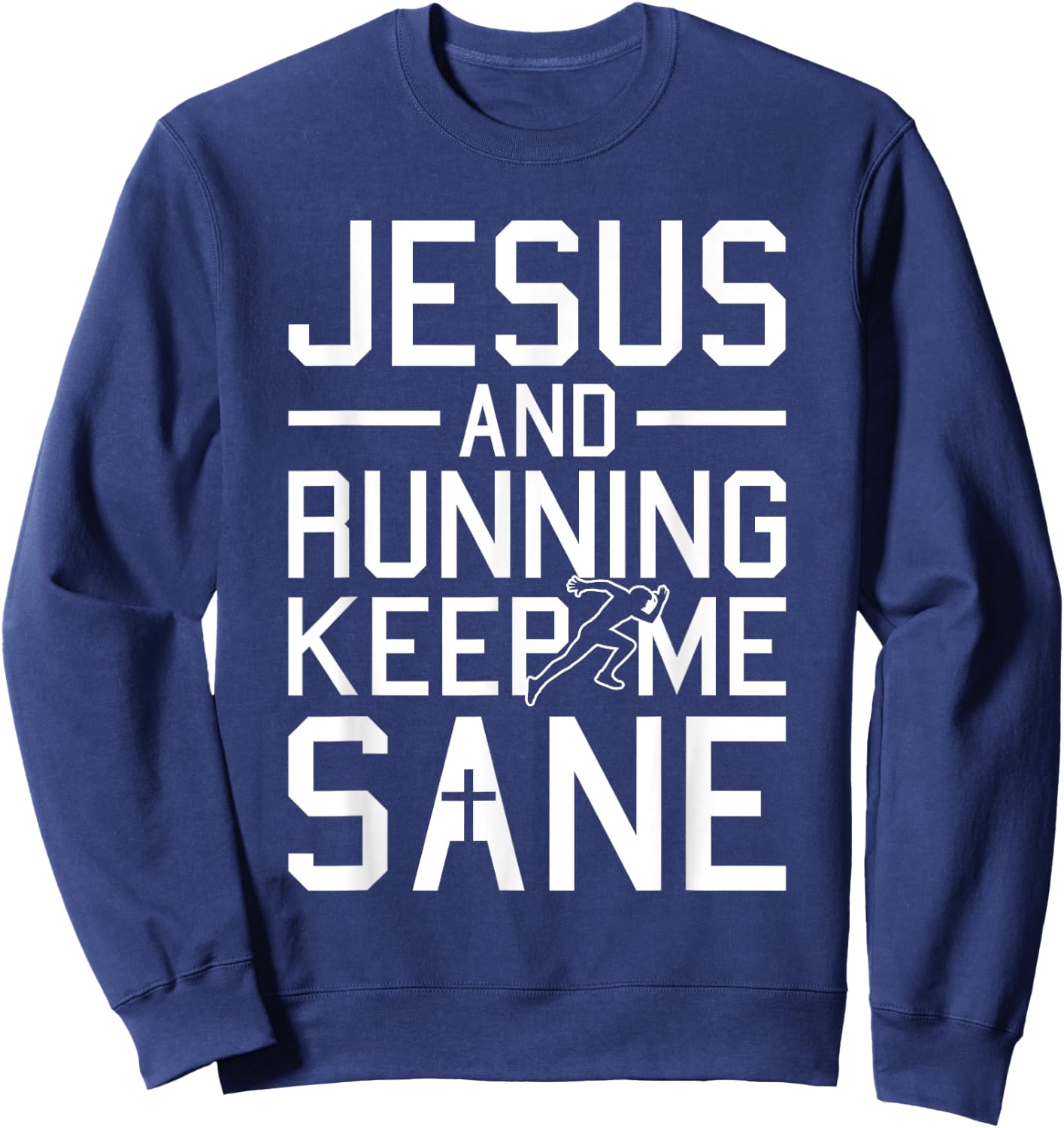 Jesus And Running Christmas Religious Faith Christian Runner Sweatshirt - Sweatshirt | Navy