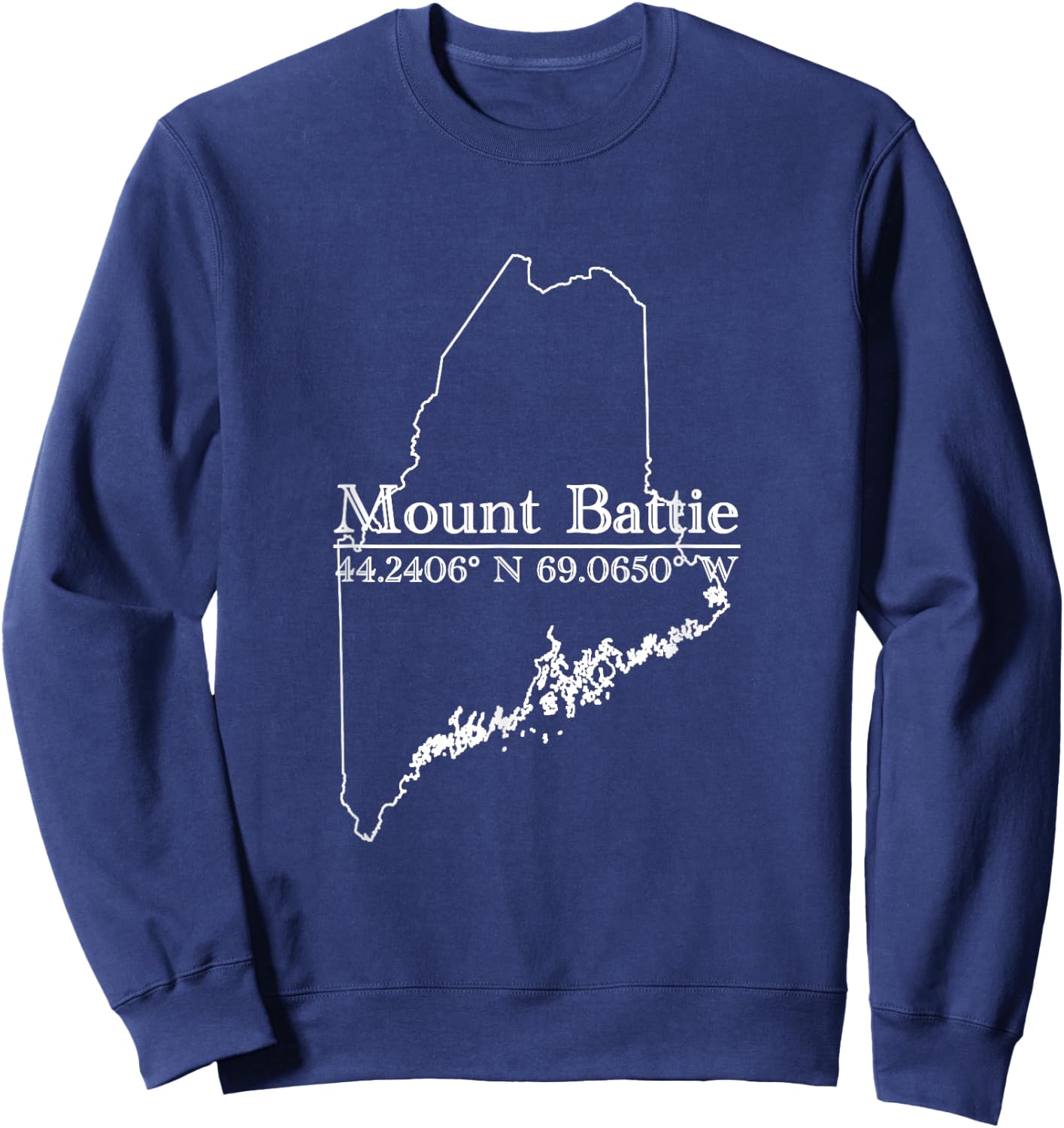 Mount Battie Camden Maine Coordinates Sweatshirt - Sweatshirt | Navy