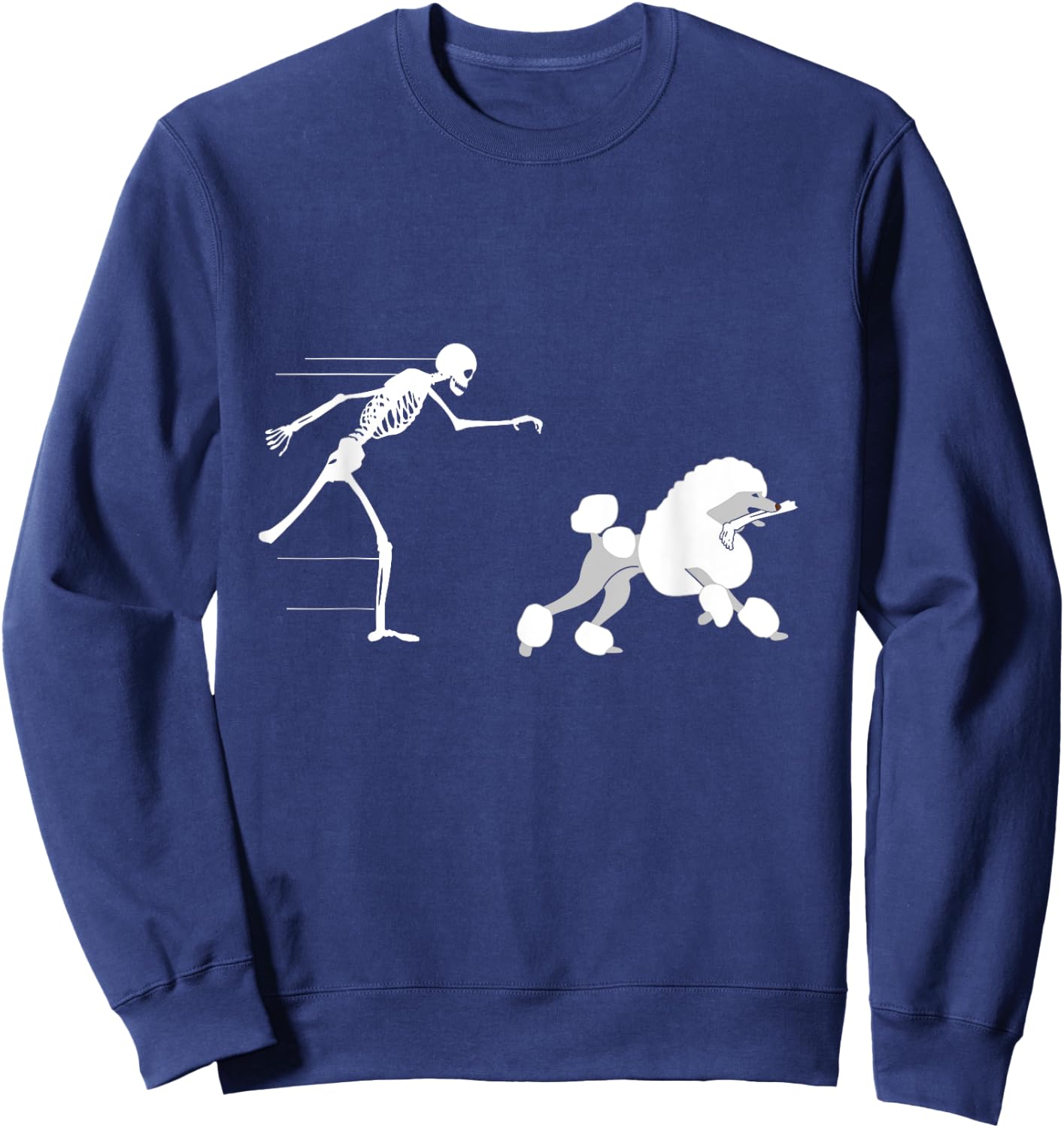 Funny Halloween Skeleton Leg Poodle Sweatshirt - Sweatshirt | Navy