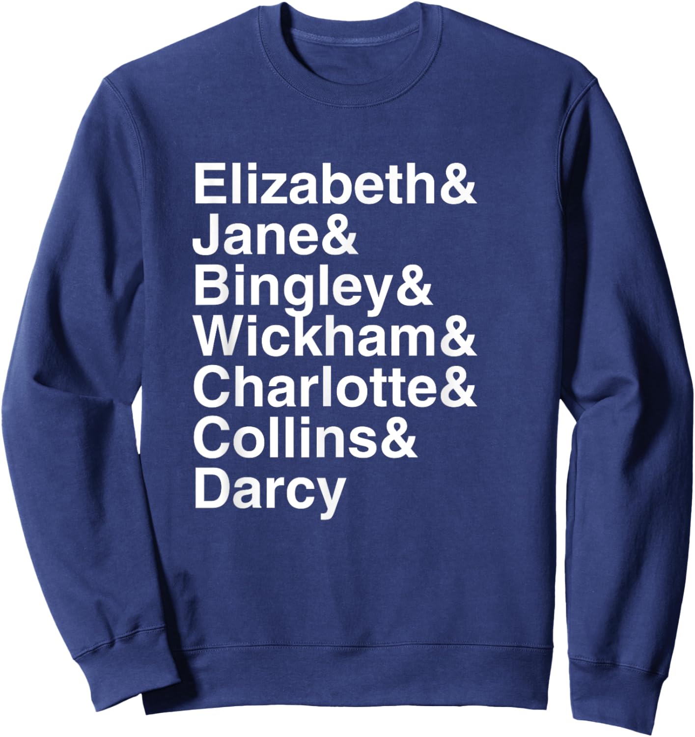 Jane Austen Pride & Prejudice Character List Sweatshirt - Sweatshirt | Navy