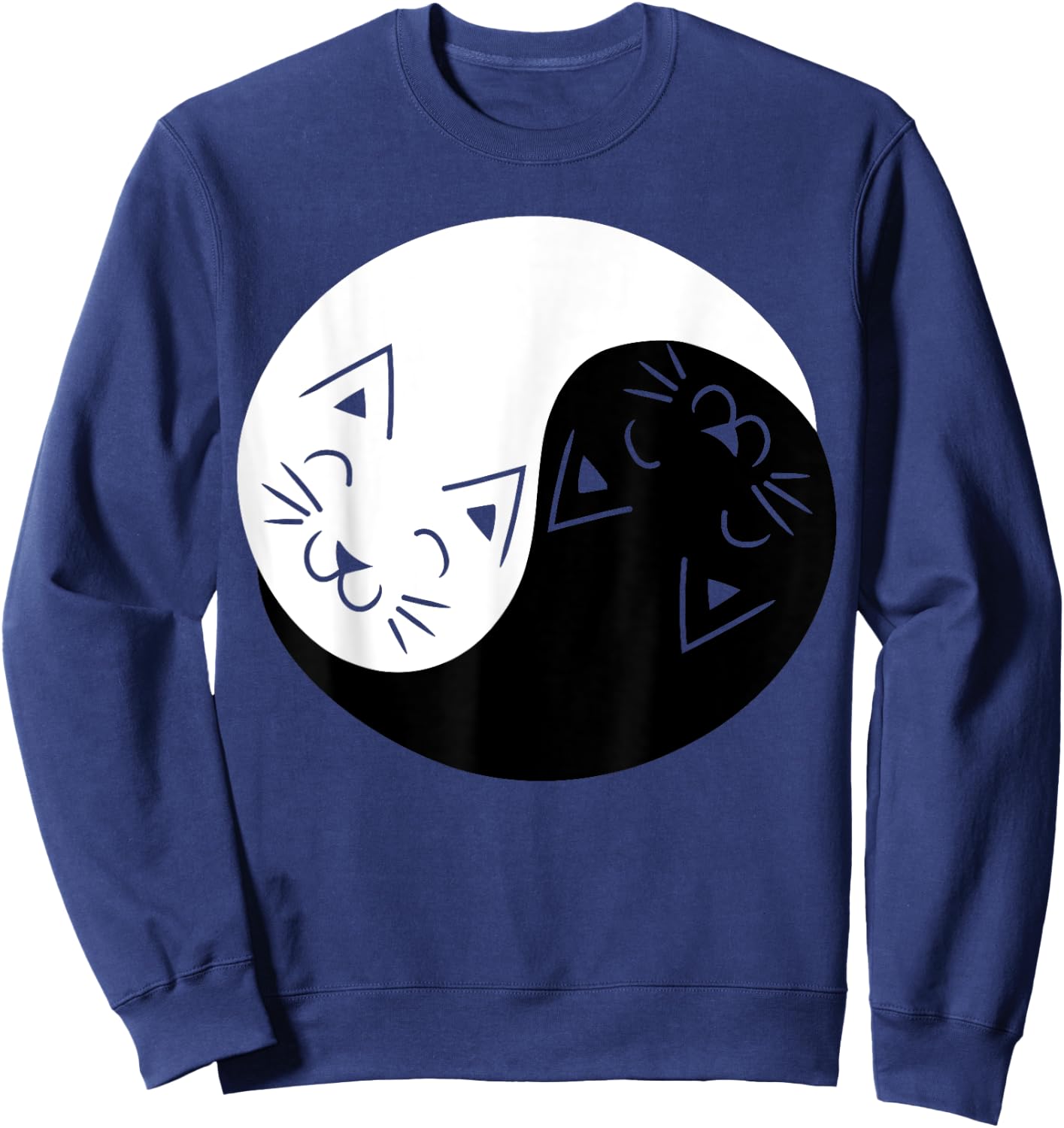 Yin and Yang Cats Shirt | Funny Cat Animal Women Kids Sweatshirt - Sweatshirt | Navy