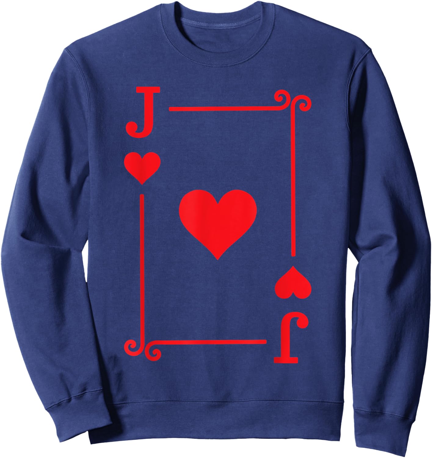 Playing Card Costume & Gifts - Jack Card Hearts Suit - Black - Small - -Adult - Short Sleeve - Classic Fit Sweatshirt - Sweatshirt | Navy