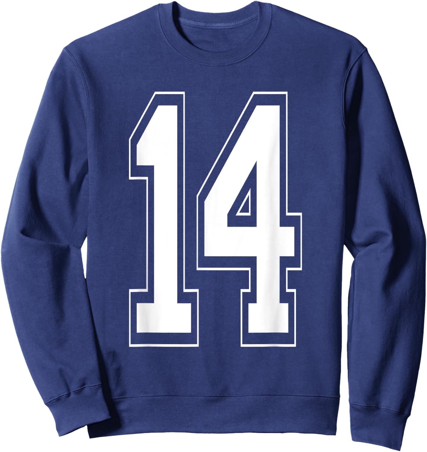 Number 14 Baseball Football Soccer Numbered Jersey Sweatshirt - Sweatshirt | Navy