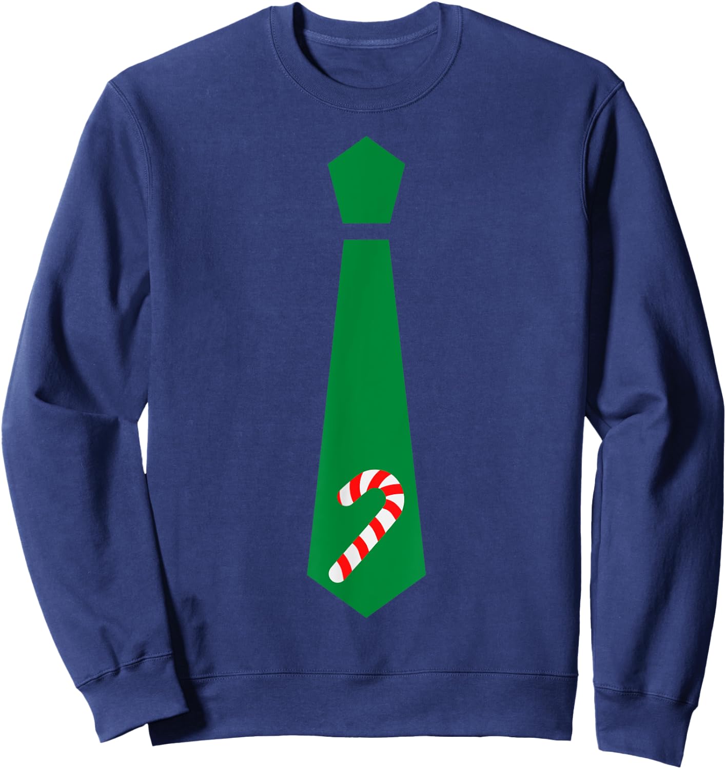 Funny Christmas Tie Candy Cane Graphic Minimalist Sweatshirt - Sweatshirt | Navy