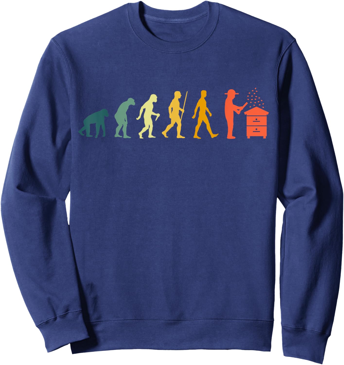Beekeeper Evolution Retro Vintage Beekeeping Honey Bee , black Sweatshirt - Sweatshirt | Navy