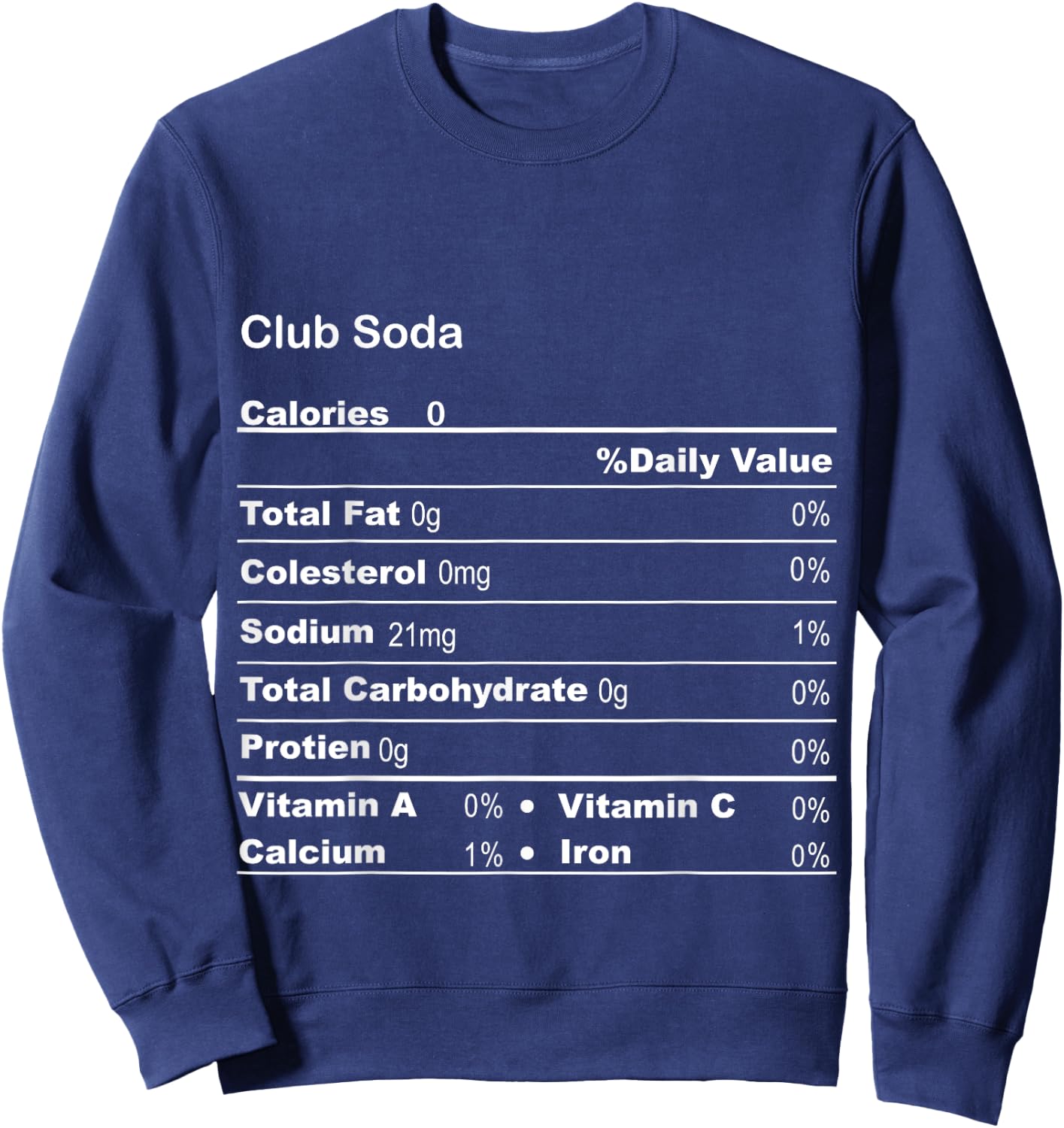 Funny Club Soda Thanksgiving Nutritional Fact Sweatshirt - Sweatshirt | Navy