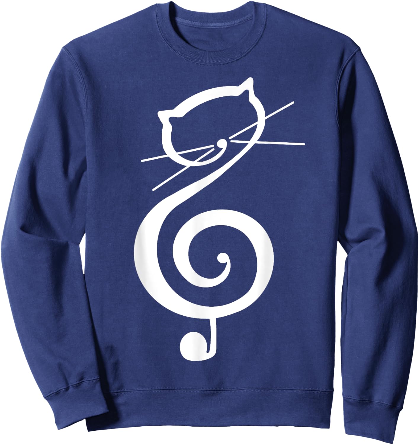 Cat Kitty Treble Music Clef Funny Cat Music Notes Women Men Sweatshirt - Sweatshirt | Navy