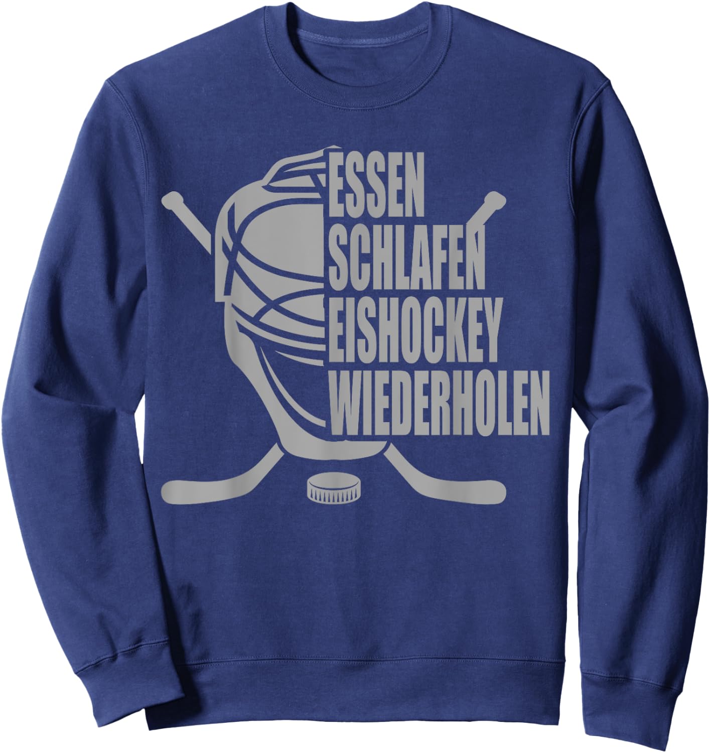 Essen Schlafen Eishockey Wiederholen Vintage Ice Hockey , black Sweatshirt - Sweatshirt | Navy