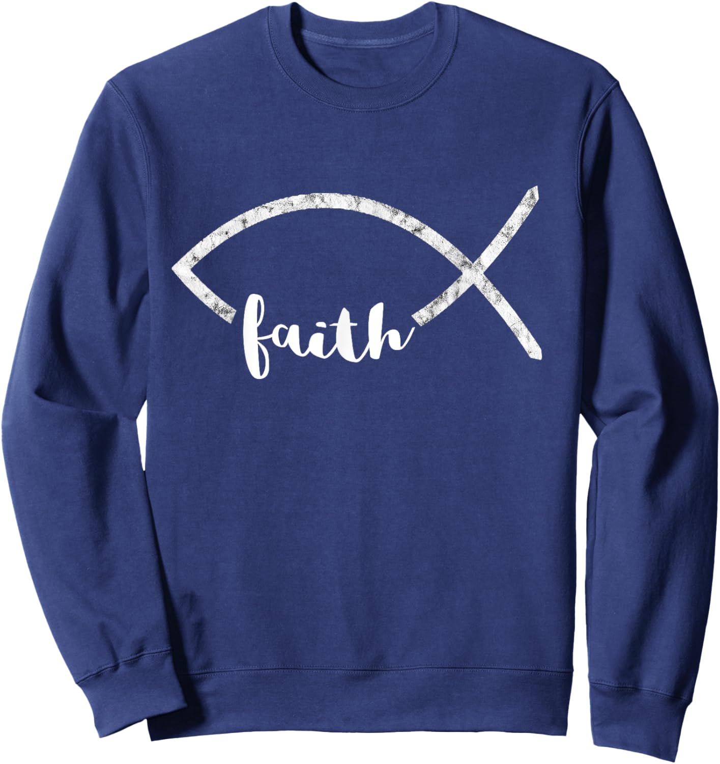 Jesus Fish Ichthy Emblem Christian Faith Symbol Ichthus Sweatshirt - Sweatshirt | Navy