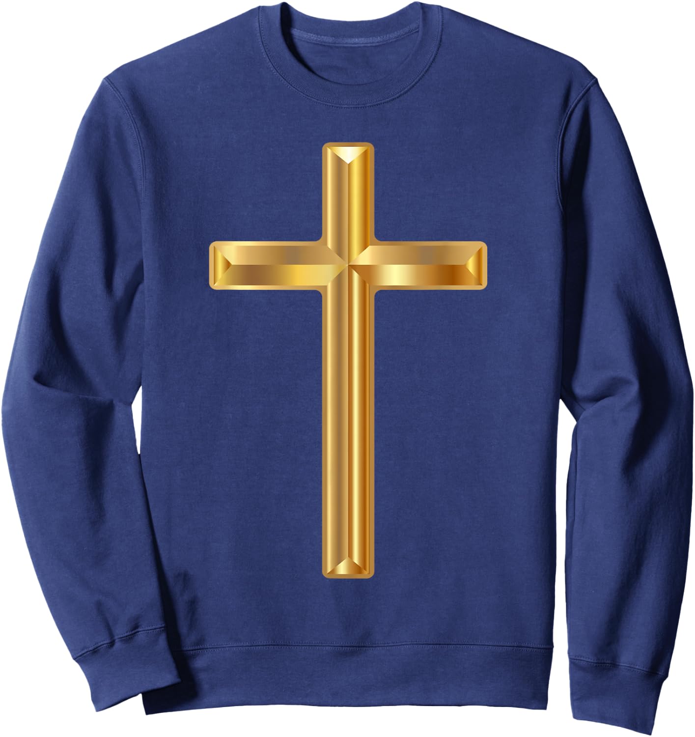Jesus Holy Cross Gold Cross - Boys' -Adults Black Solid Color Modern Christian Gift - Small - Short Sleeve - Winter - 1 Count - 0 Pockets - Non-Stretchable - Machine Wash Sweatshirt - Sweatshirt | Navy
