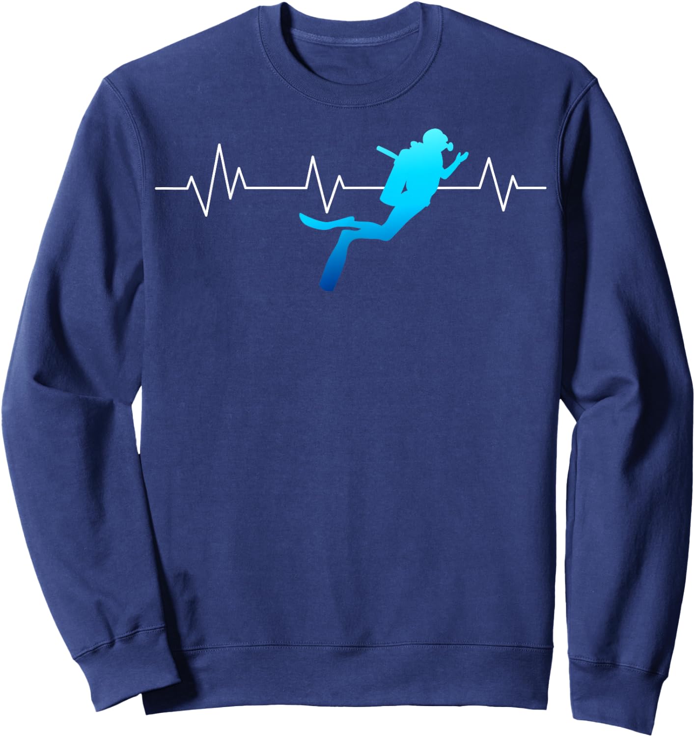Heartbeat Scuba Diving Diver Underwater Dive Deep-Sea Swim Sweatshirt - Sweatshirt | Navy