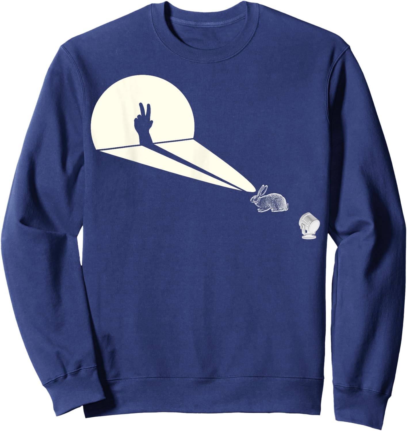 Funny Rabbit Silhouette Hand Shadow Puppetry - Funny Puppet Sweatshirt - Sweatshirt | Navy