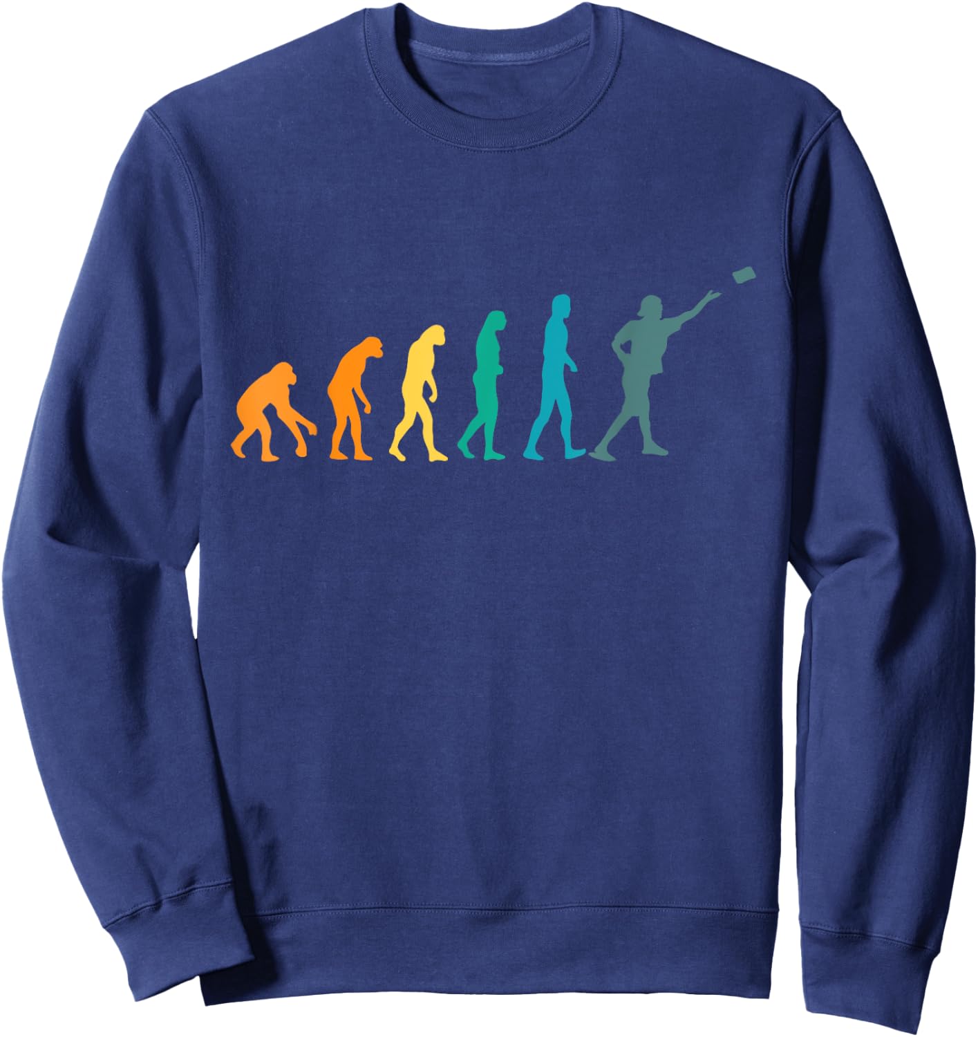 Cornhole Player Human Evolution Funny Cornhole Sweatshirt - Sweatshirt | Navy