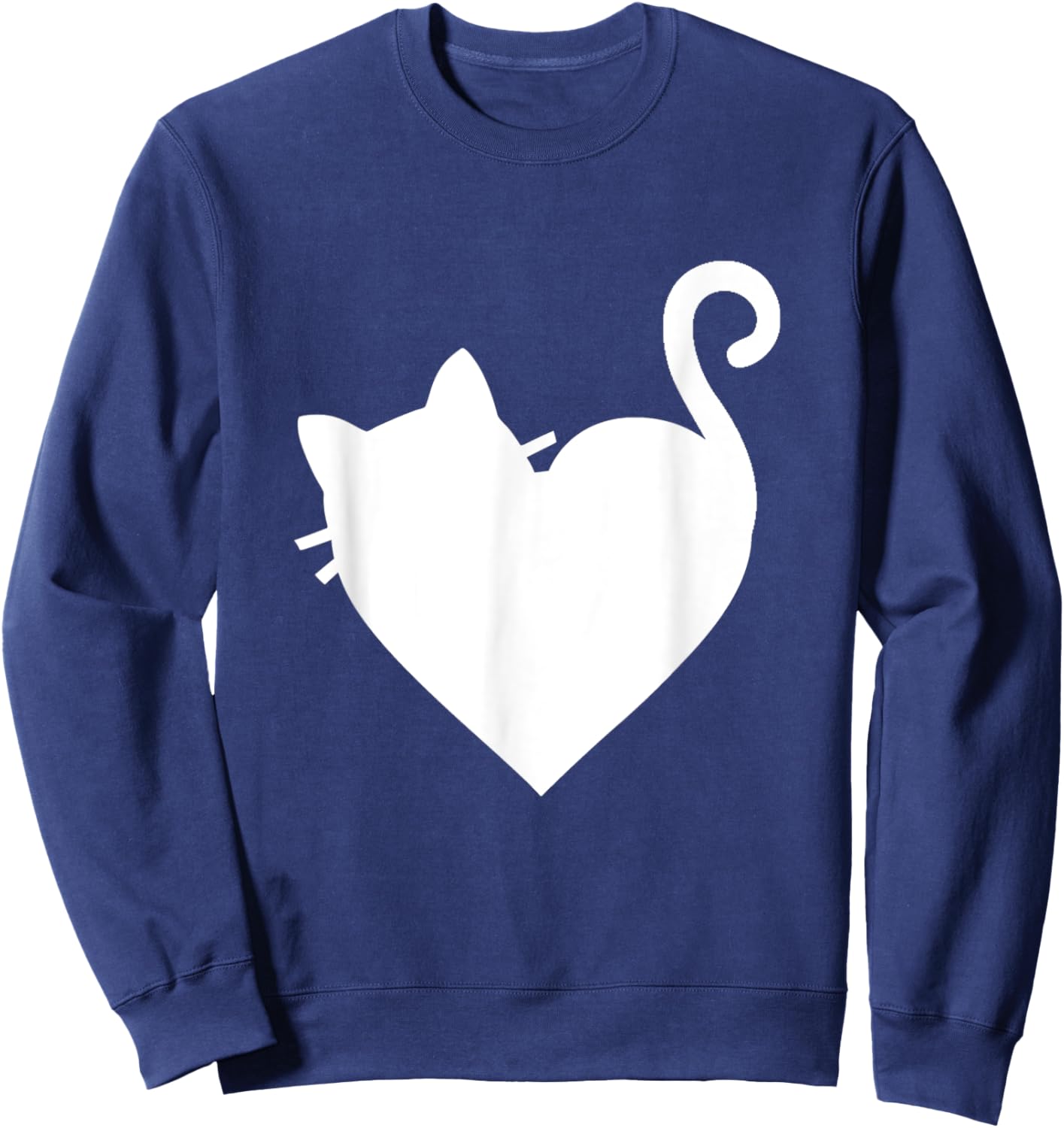 Cute Cat Heart & 5 Colors - White Sweatshirt - Sweatshirt | Navy