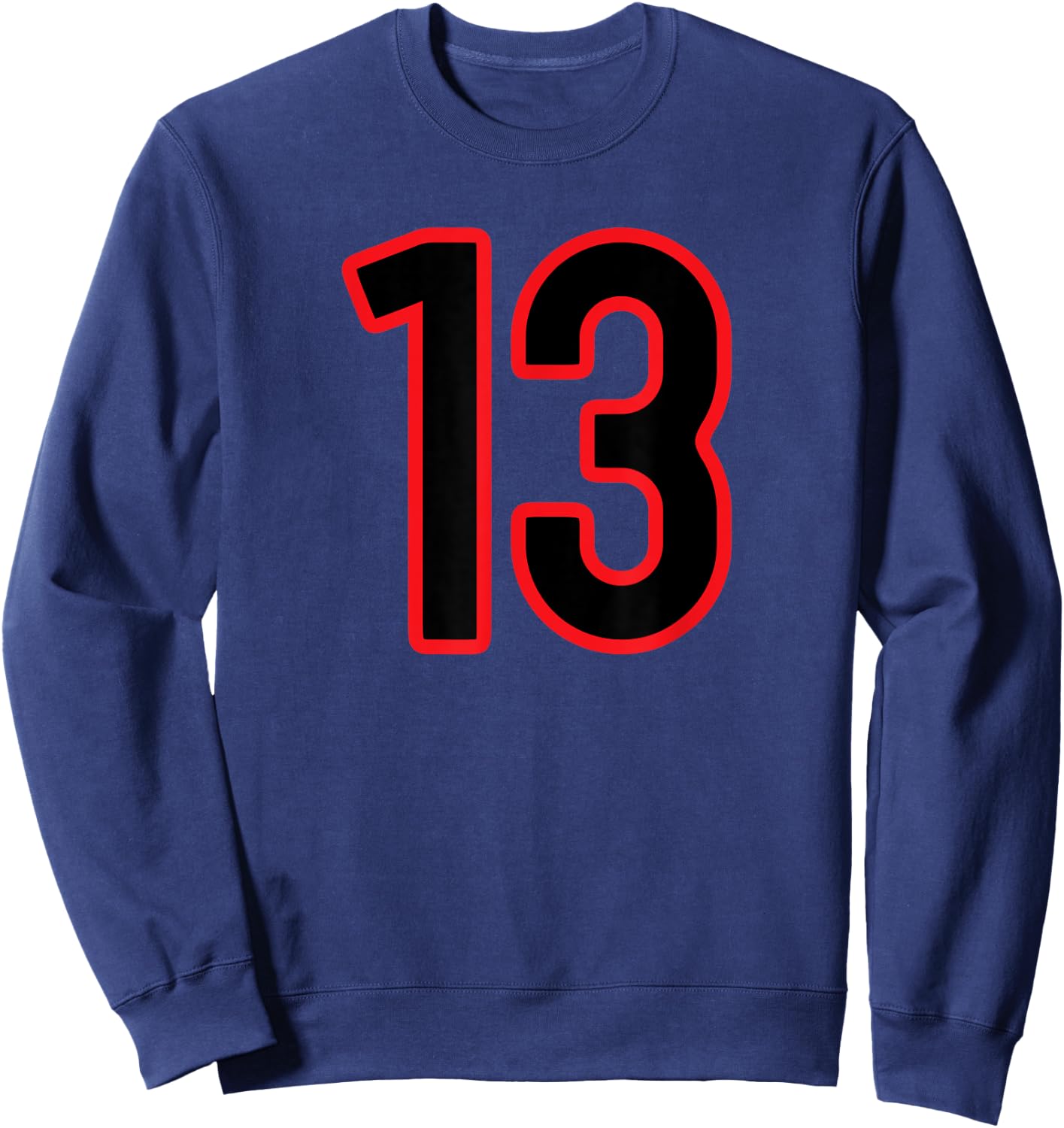 Number #13 Sport Red Black Varsity Team Number Sweatshirt - Sweatshirt | Navy