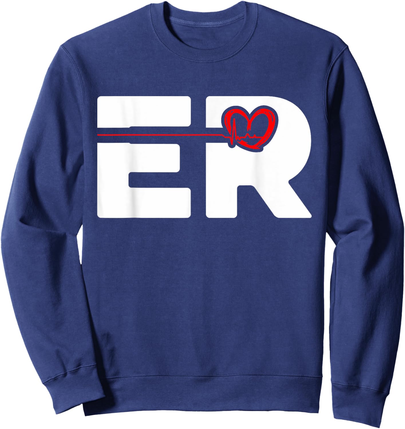 Emergency Nurse ER Heartbeat First Responder Medical Worker Sweatshirt - Sweatshirt | Navy