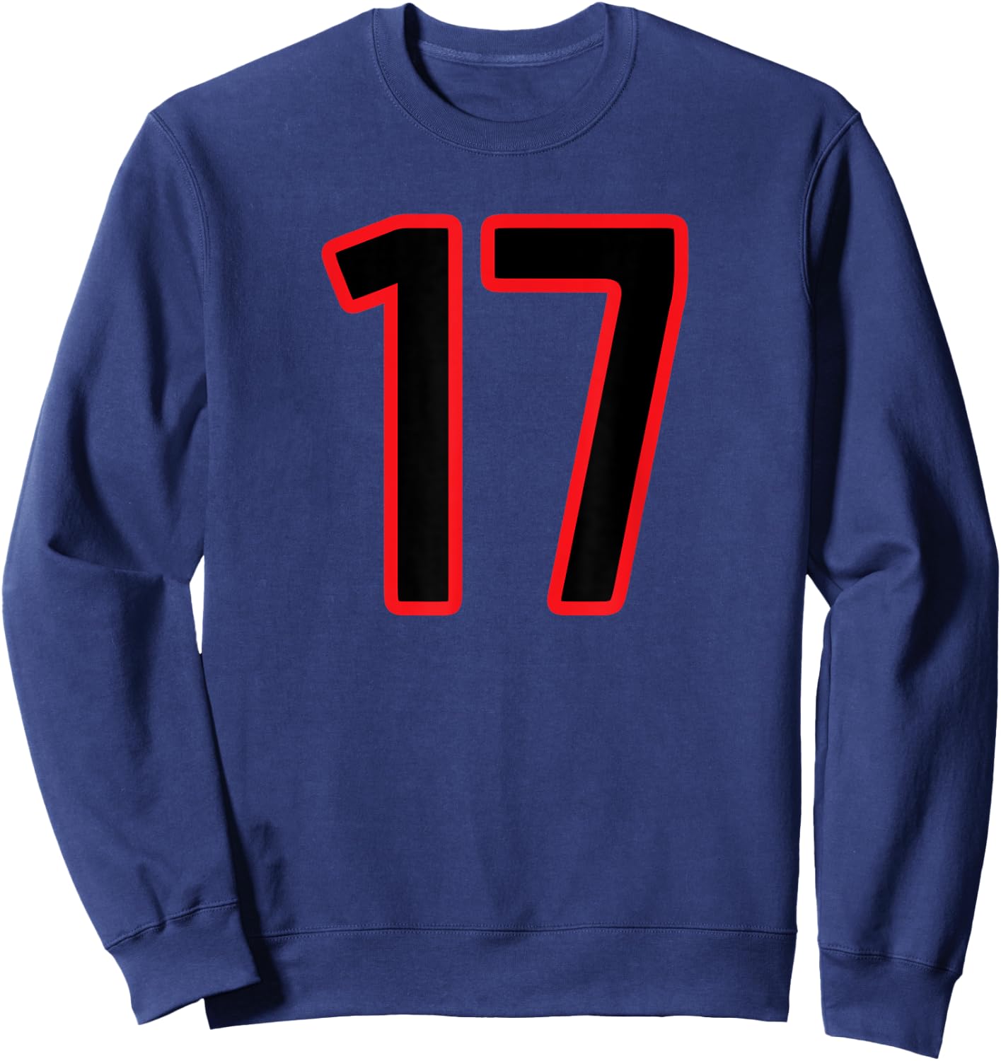 Number #17 Sport Red Black Number Sweatshirt - Sweatshirt | Navy