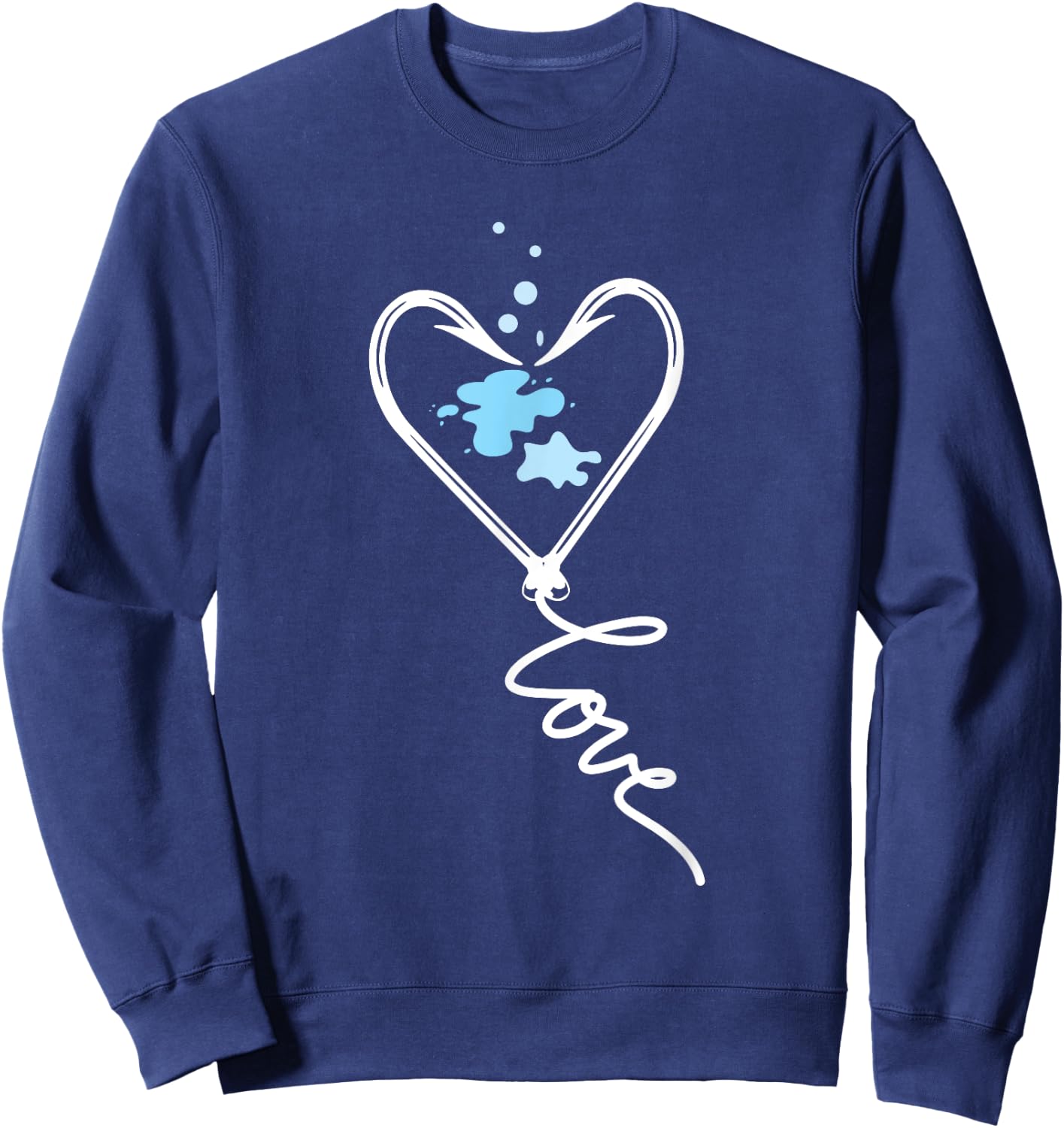 Cute - Fish Hook Heart Love Fishing Sweatshirt - Sweatshirt | Navy