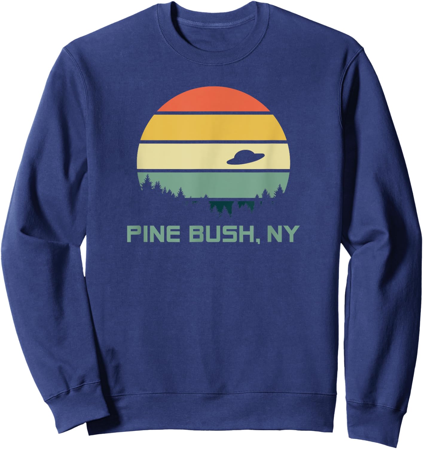 Retro Pine Bush, NY Alien T Shirt Sweatshirt - Sweatshirt | Navy