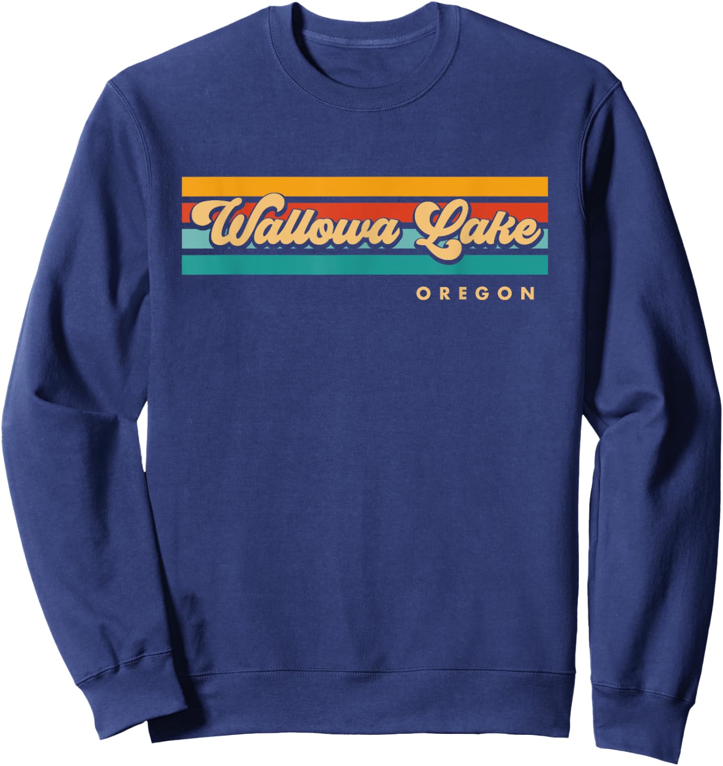 Vintage Sunset Stripes Wallowa Lake, Oregon Sweatshirt - Sweatshirt | Navy