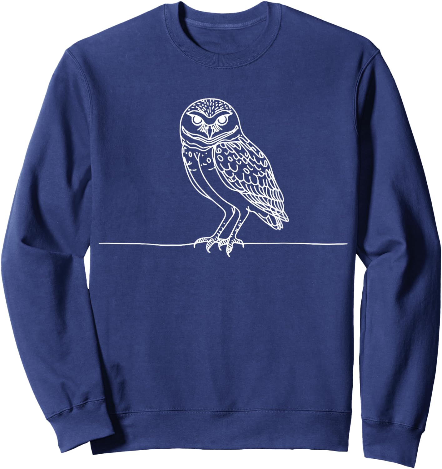 Line Art Bird & Ornithologist Burrowing Owl Sweatshirt - Sweatshirt | Navy
