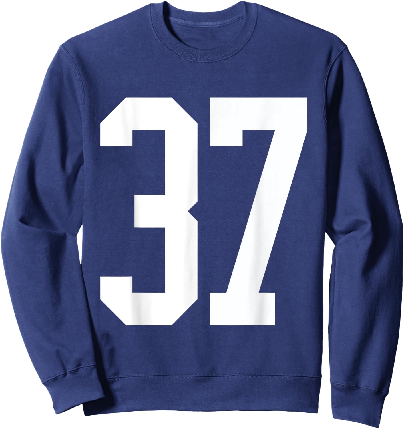 #37 White Number 37 Sports Fan Jersey Style Sweatshirt - Sweatshirt | Navy