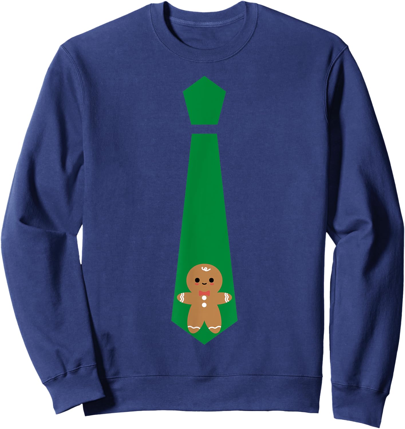 Funny Christmas Tie Gingerbread Graphic Minimalist Sweatshirt - Sweatshirt | Navy